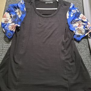 Black with floral sleeves top